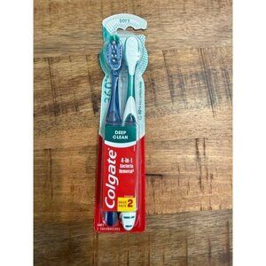 Colgate 360 Deep Clean 4 In 1 Toothbrush Soft Adult Green Blue 2 Pack Twin New